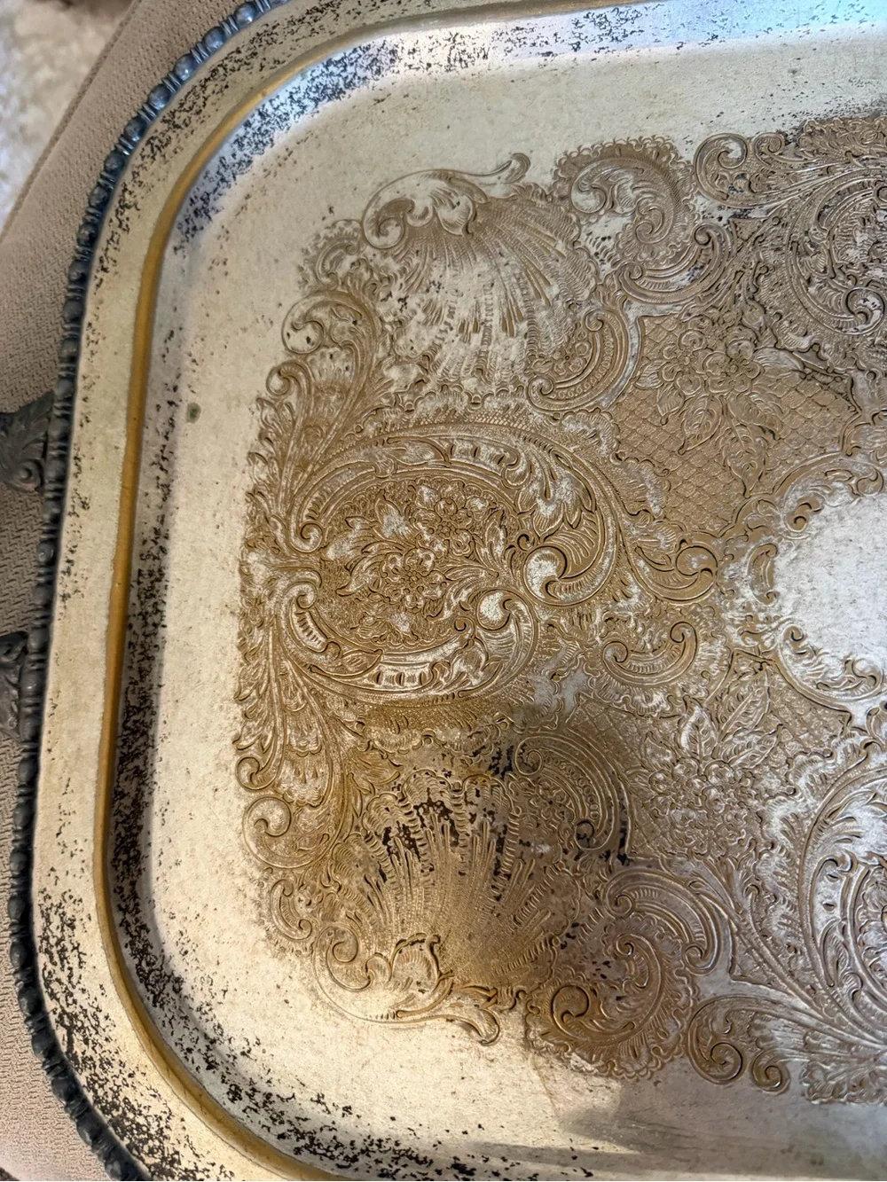 Vintage Sheffield  Silver Co. Silver on Copper Serving Tray
